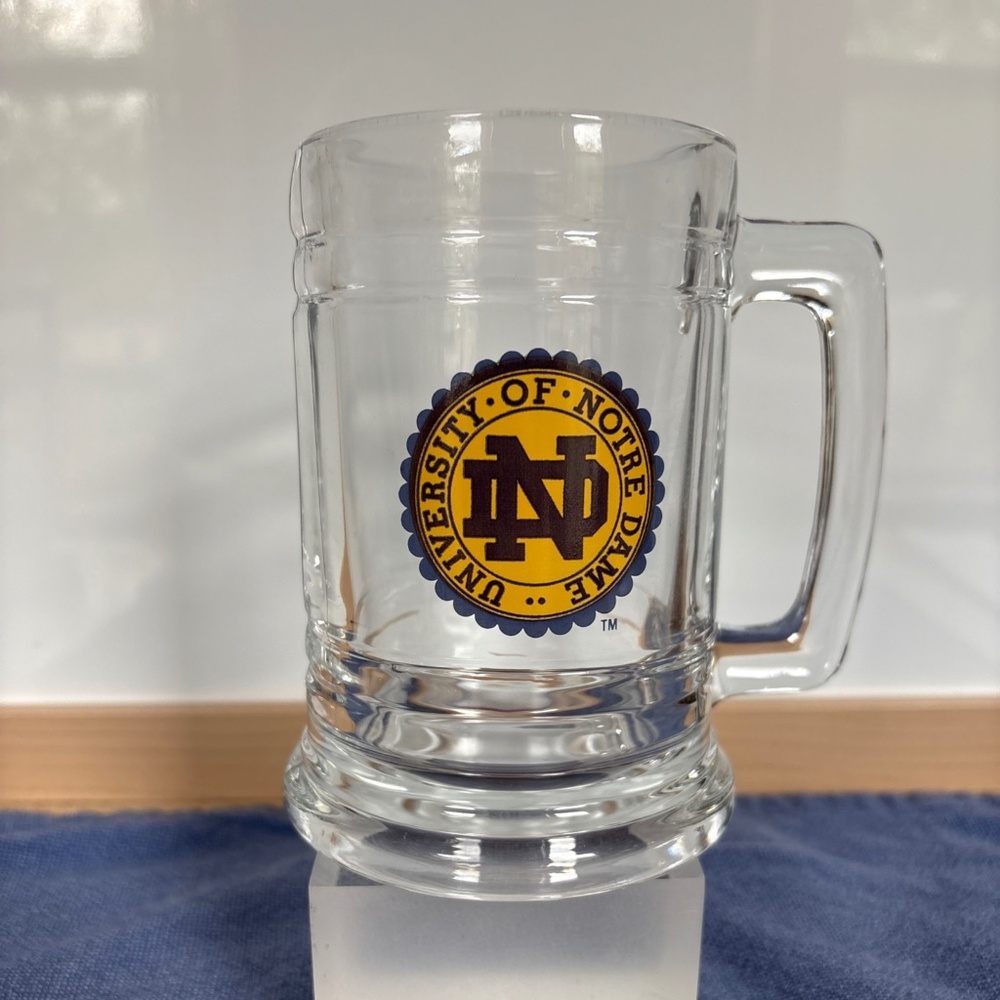 University of Notre Dame Glass Beer Mug Stein 5in NCAA College Barware (vintage)